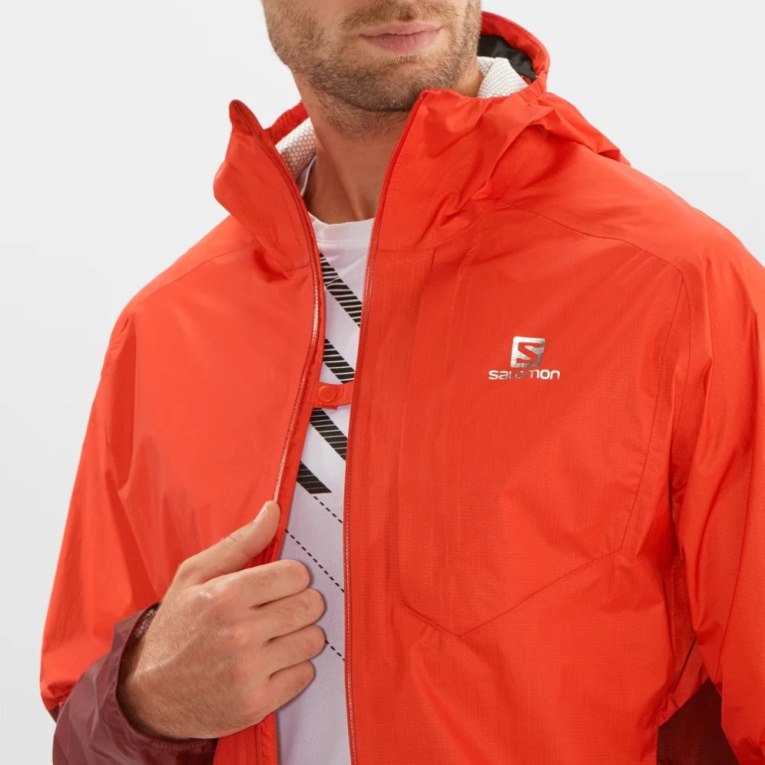 Red Salomon Bonatti Waterproof Men's Shell Jackets | IE FS4901